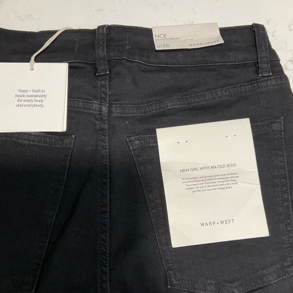 Warp + Weft NCE Wide Leg Jeans Black High Rise 6/28 Sustainable - Picture 5 of 6